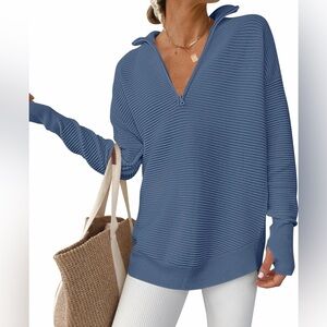 EUC. Medium Blue Quarter Zip Sweater